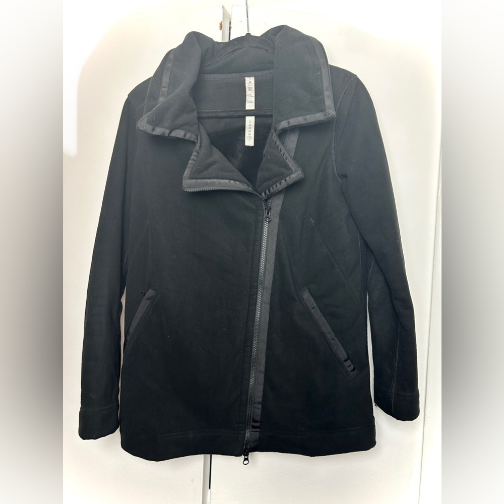 Lululemon Moto Jacket Fleece Black with Asymmetrical Zipper - Picture 3 of 12